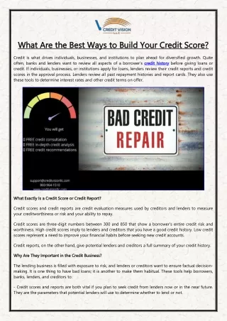 What Are the Best Ways to Build Your Credit Score?