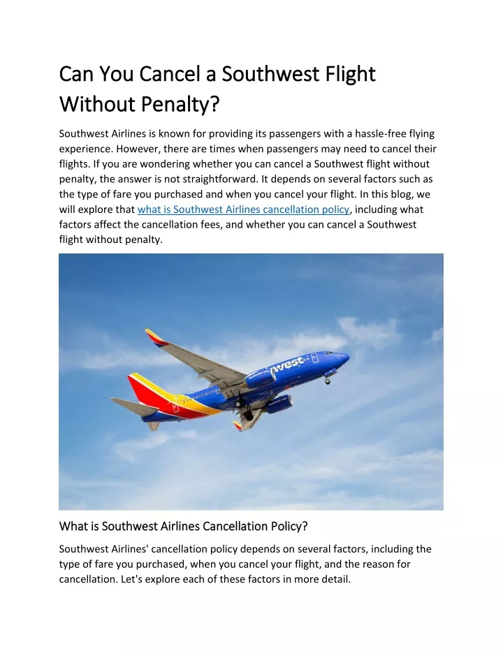 can you cancel a southwest flight can you cancel