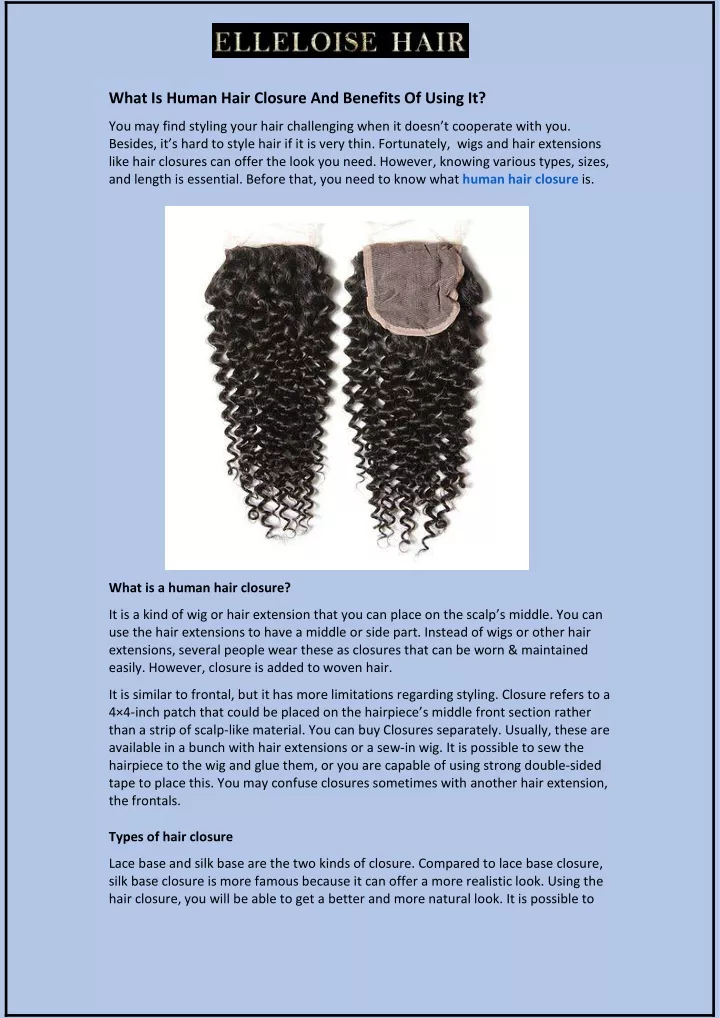 what is human hair closure and benefits of using