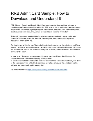 rrb admit card sample how to download