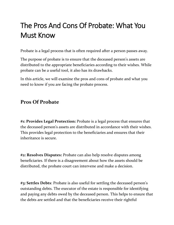 the pros the pros a and cons must know must know