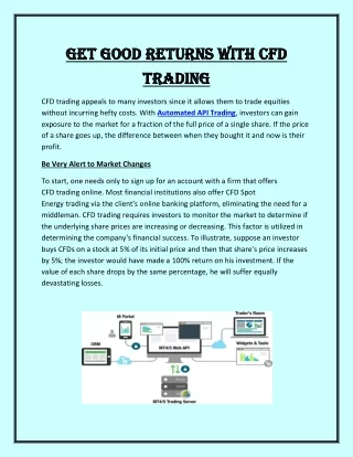 get good returns with cfd get good returns with