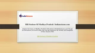 Hill Stations Of Madhya Pradesh  Indianetzone.com