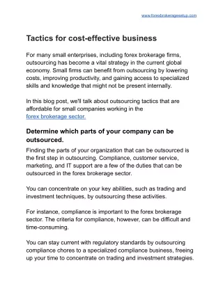Tactics for cost-effective business