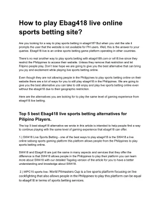play Ebag418 live online sports betting site?