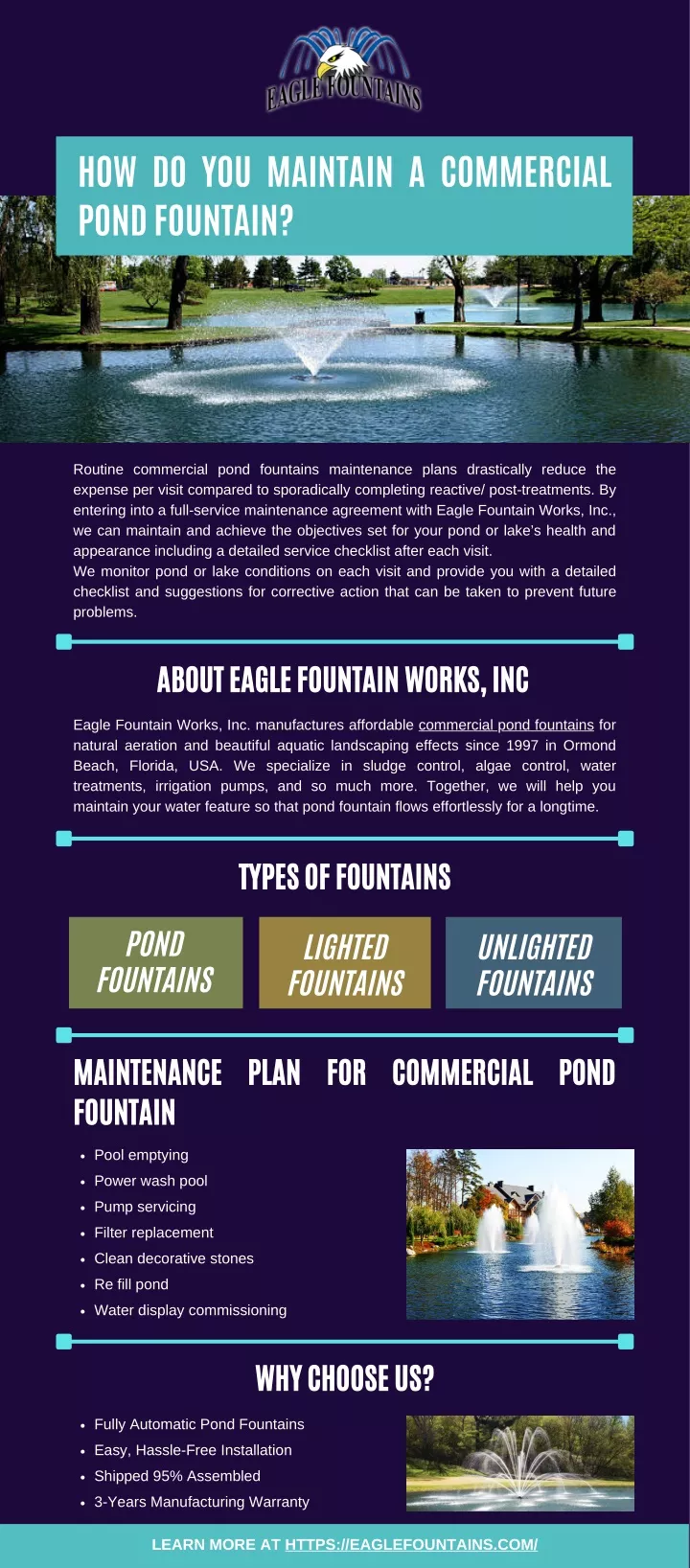 how do you maintain a commercial pond fountain