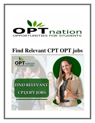Find Relevant CPT OPT jobs in USA