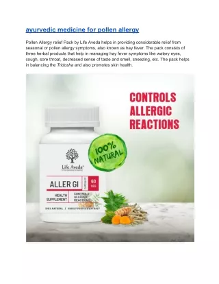 ayurvedic medicine for pollen allergy
