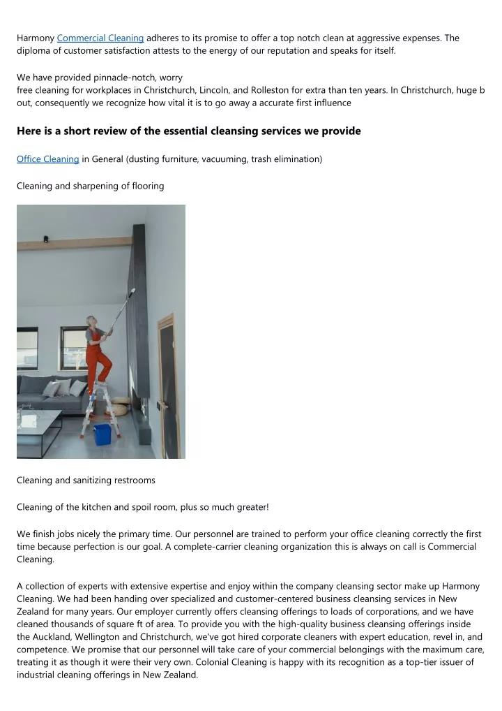harmony commercial cleaning adheres