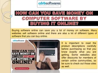 How Can You Save Money On Computer Software By Buying It Online?