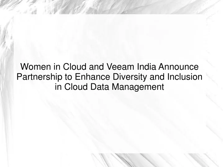 women in cloud and veeam india announce