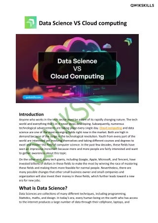 Data Science VS Cloud computing