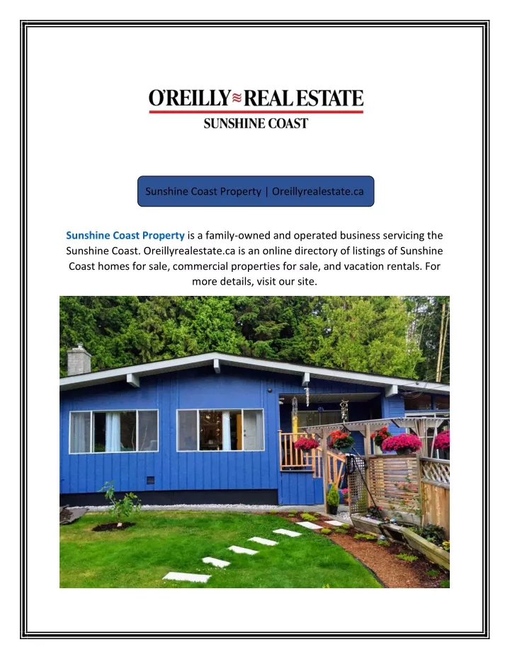 sunshine coast property oreillyrealestate ca