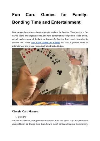 Fun Card Games for Family_ Bonding Time and Entertainment