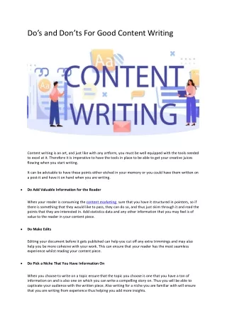 Do’s and Don’ts For Good Content Writing