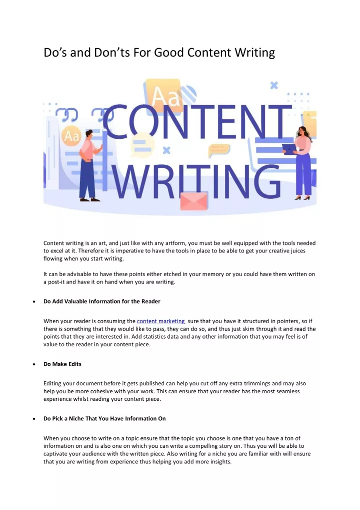 do s and don ts for good content writing