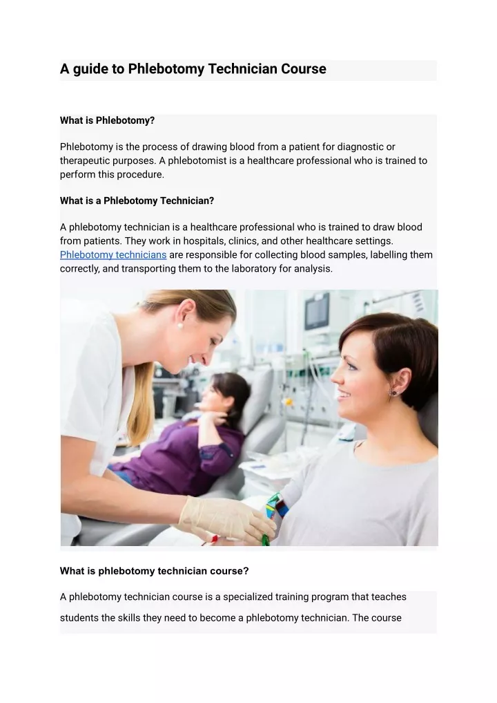 a guide to phlebotomy technician course