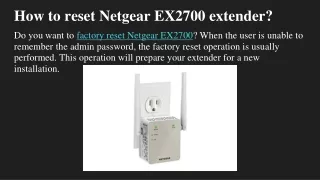 how to reset netgear ex2700 extender