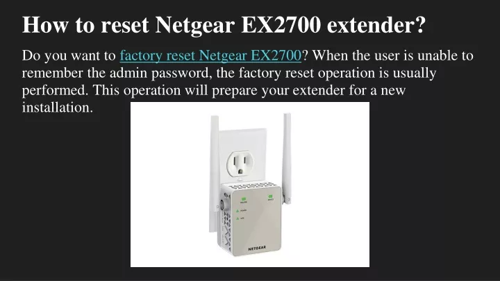 how to reset netgear ex2700 extender