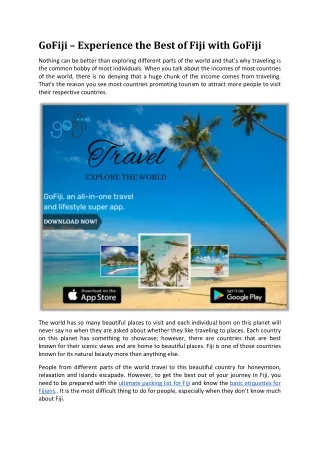 GoFiji – Have a Good Time While Your Journey in Fiji