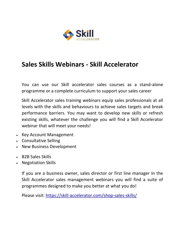 sales skills webinars skill accelerator