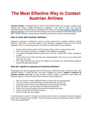 The Most Effective Way to Contact Austrian Airlines