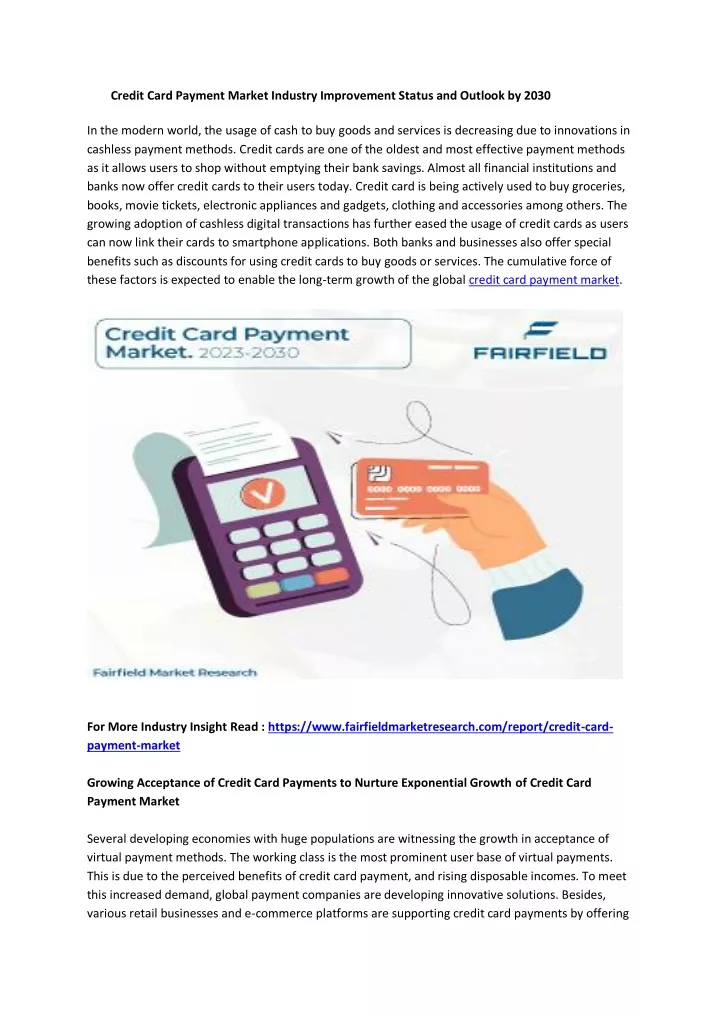 credit card payment market industry improvement