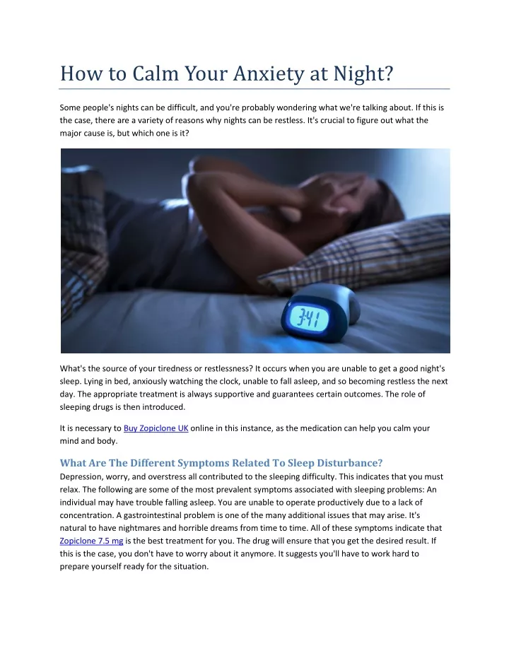 how to calm your anxiety at night