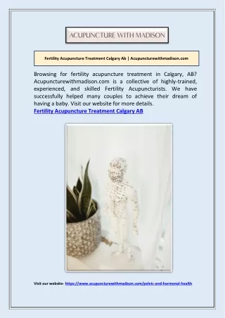 Fertility Acupuncture Treatment Calgary Ab | Acupuncturewithmadison.com