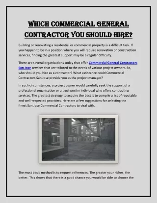 Which Commercial General Contractor You Should Hire