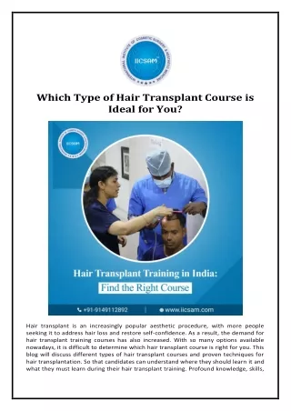 Which Type of Hair Transplant Course is Ideal for You?
