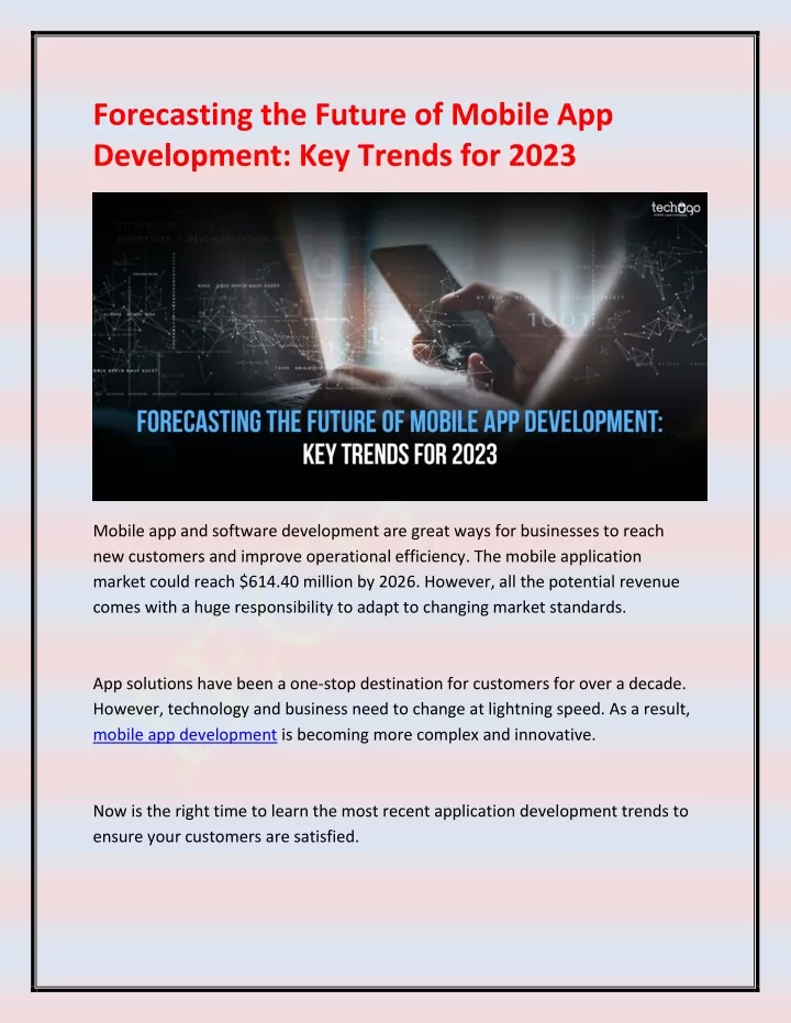 forecasting the future of mobile app development