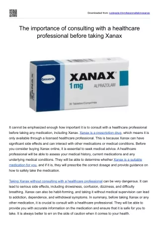 The importance of consulting with a healthcare professional before taking Xanax