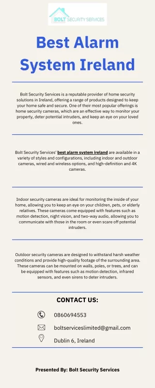 Best Alarm System Ireland - Bolt Security Services