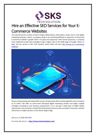 Hire an Effective SEO Services for Your E