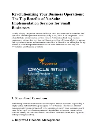 The Top Benefits of NetSuite Implementation Services for Small Businesses