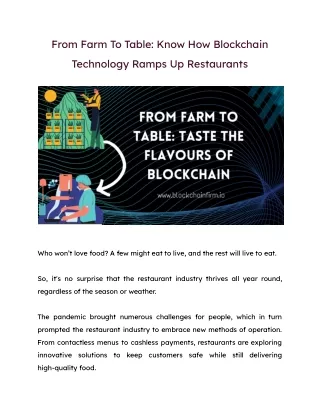 Blockchain Industry For Restaurants- Blockchain Firm