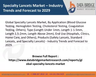Specialty Lancets Market