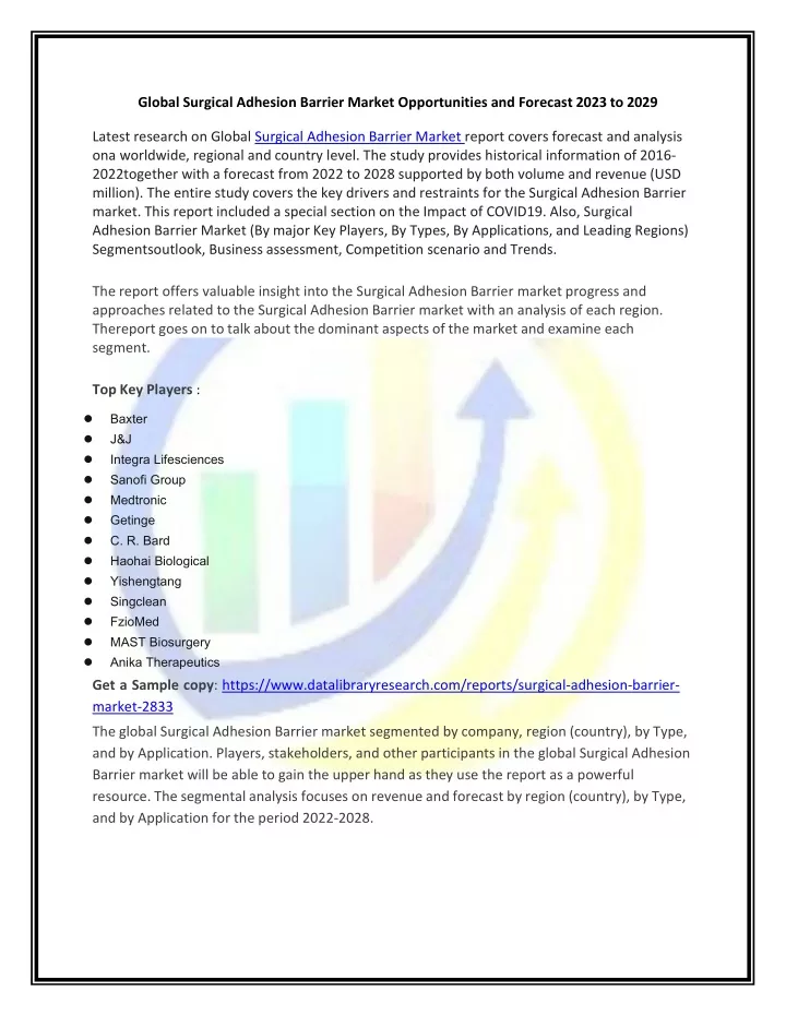 global surgical adhesion barrier market