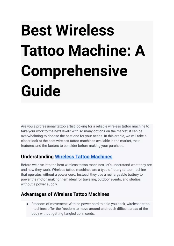 PPT Best Wireless Tattoo Machine A Comprehensive Guide PowerPoint