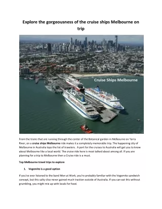 Cruise ship Excursions Melbourne
