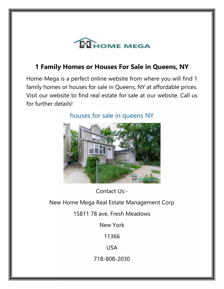 1 family homes or houses for sale in queens ny