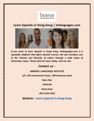 learn spanish in hong kong imlanguages com