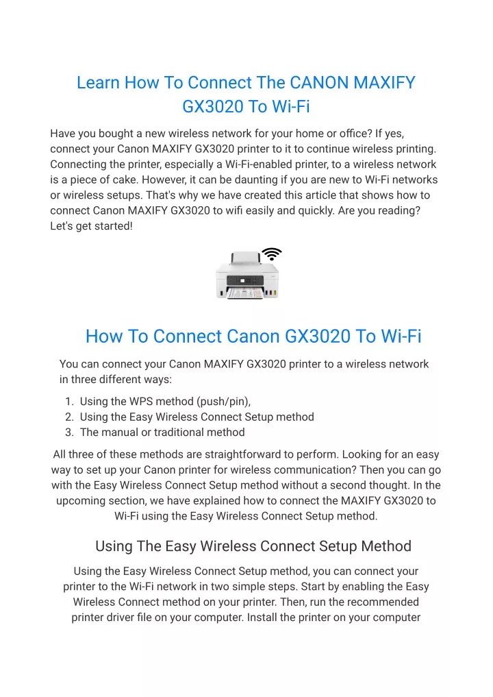 learn how to connect the canon maxify gx3020