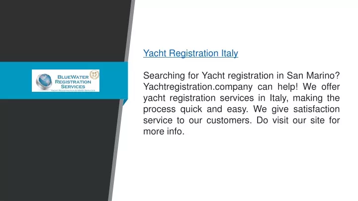 yacht registration italy searching for yacht