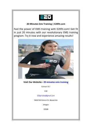 20 Minutes Ems Training  E20fit.com