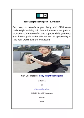 Body Weight Training Suit  E20fit.com
