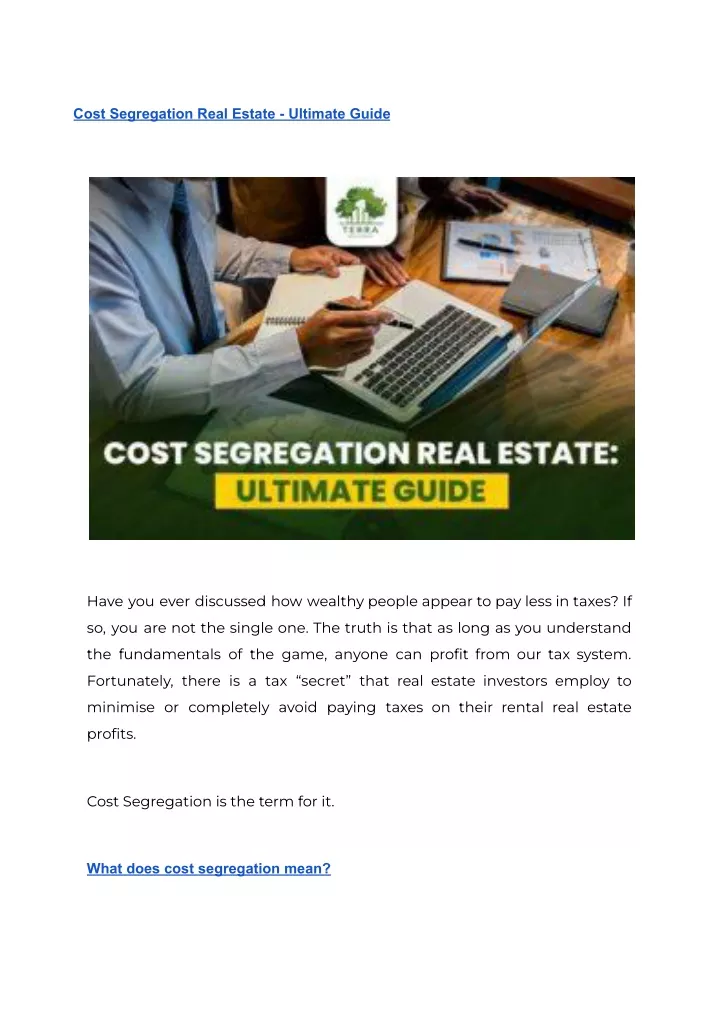 cost segregation real estate ultimate guide