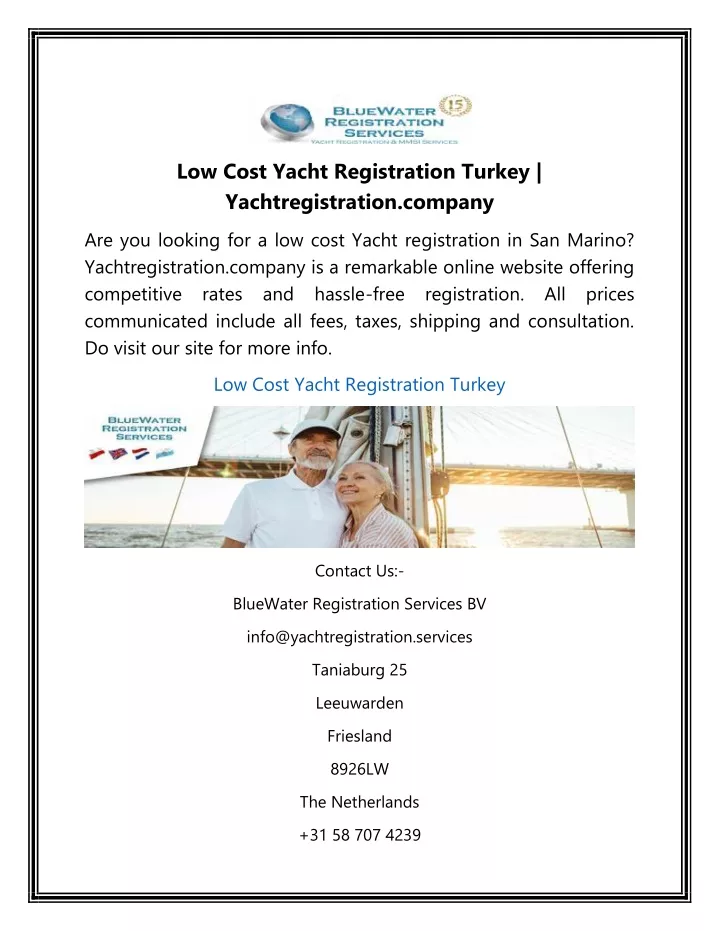 low cost yacht registration turkey