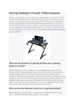 Gaming Desktops in Kuwait_ FAQs Answered